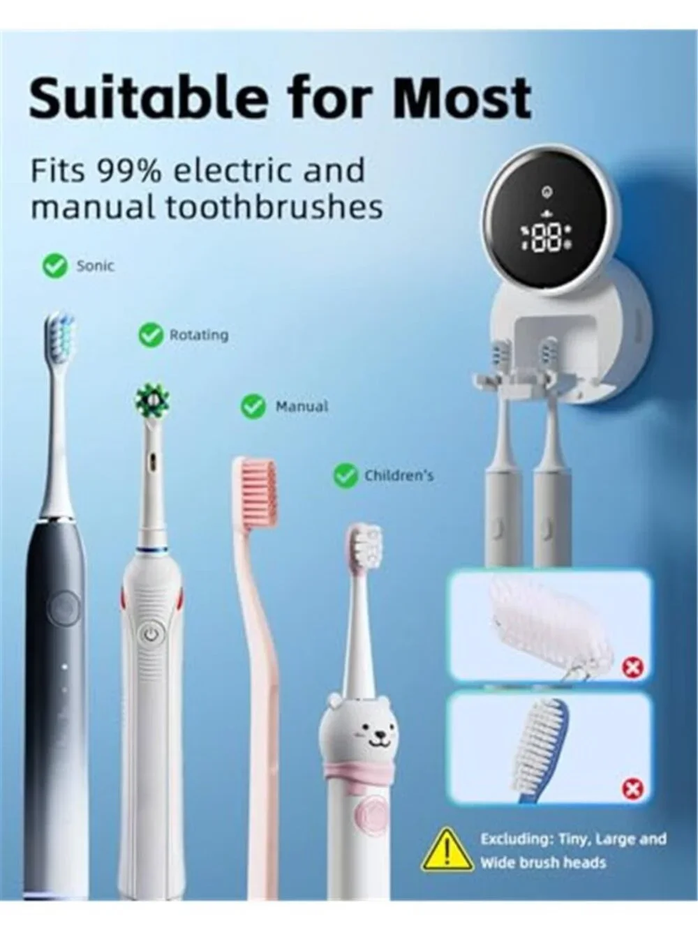Automatic Toothbrush Sanitizer UV Cleaner Holder Wall Mount Dryer Case
